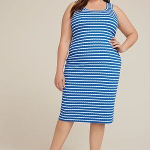 Maurices Blue & White Striped Midi Dress - 1x - NWT